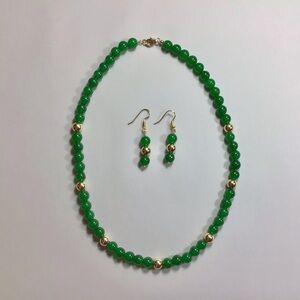 Elegant Green Jade with Gold Filled Necklace